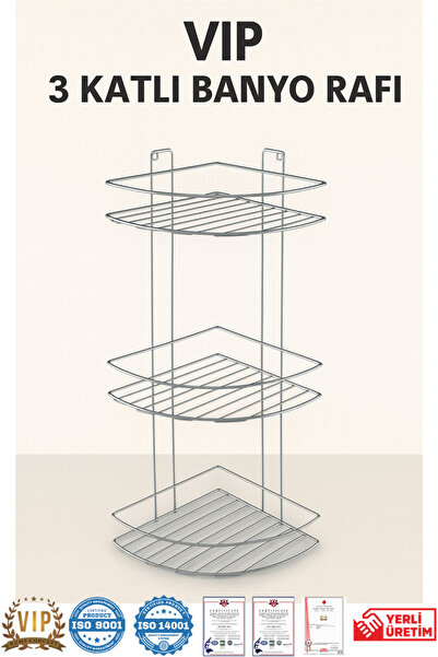 Vip Home Concept 3 Tier Bathroom Corner Shower Shelf Metal Shower Shelf Organizer Vip