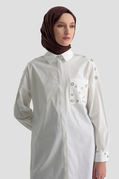 Armine TREND Hidden Button Eyelet Detailed Shirt White 25Kt420