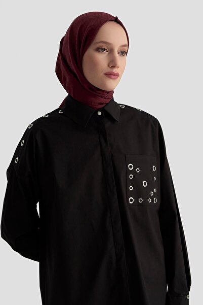 Armine TREND Hidden Button Eyelet Detailed Shirt Black 25Kt420