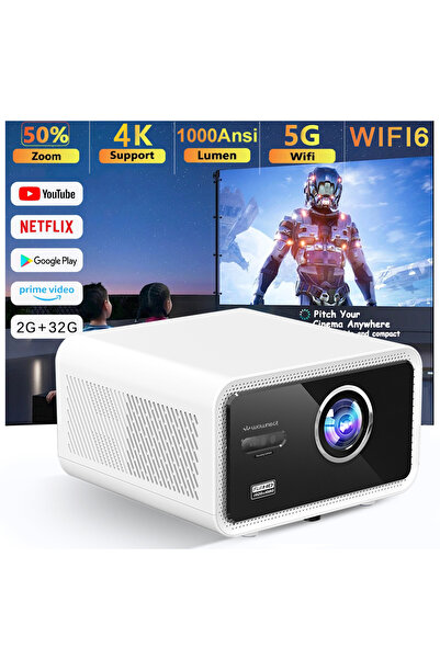 Wownect BEAM Smart Projector | 30000 Lumens | Android 12.0 | Full HD 1080P | 4K Support | Auto Focus