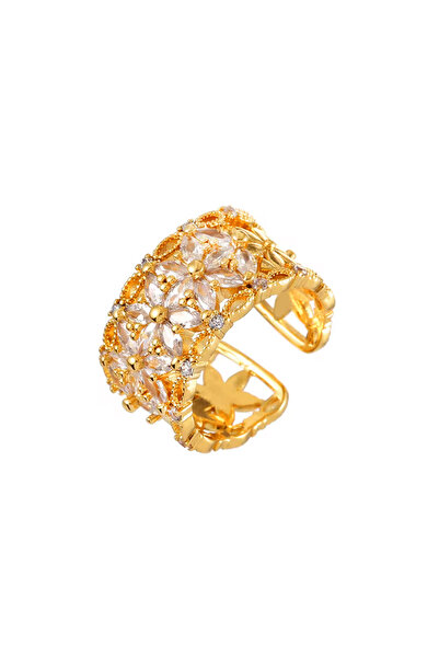 MoodCreations Inel gros placat cu aur de 14K, reglabil, pentru femei, inel de...