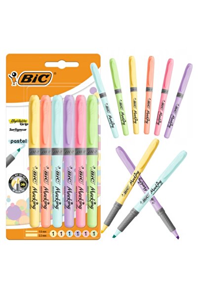 Other Evidențiator BIC GRIP Pastel, blister, pachet de 6 bucăți, 992561