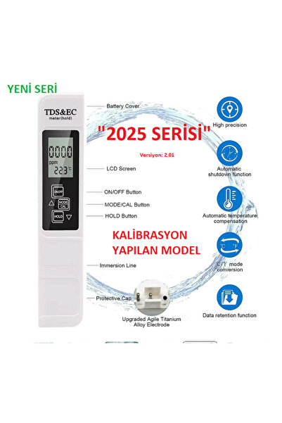 Genel Markalar Ec/ppm Metre Tds Ölçer-Su Kalitesi 2025 MODEL(KALİBRASYON ÖZEL...