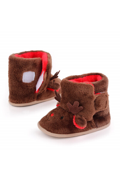 BebeNou Baby Booties - Brown Reindeer MBD2501-sa4