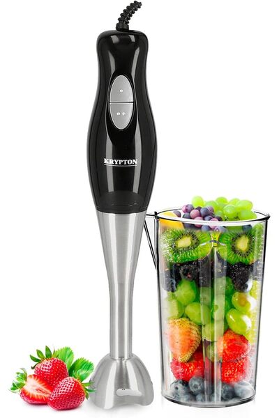 KRYPTON 200W Hand Blender, Stainless Steel Immersion, 500ml Cup, Black/Silver, 2-Year Warranty