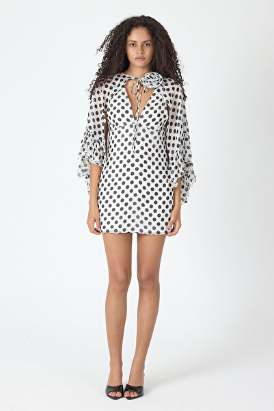 PASSİONE MİA Polka Dot Cape Short Dress