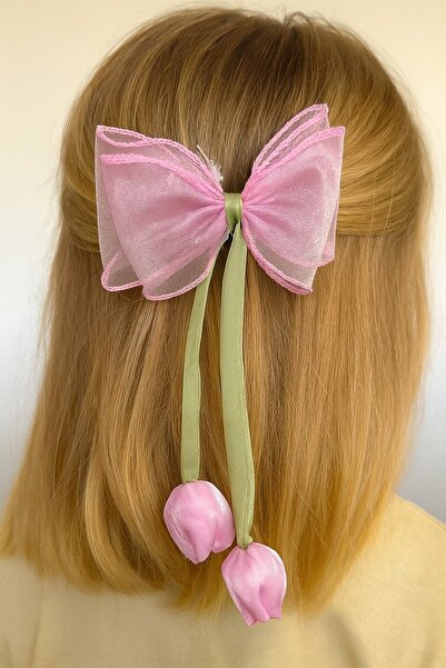 TAKIŞTIR Αυτόματη πόρπη με φιγούρα τουλίπας σε ροζ χρώμα