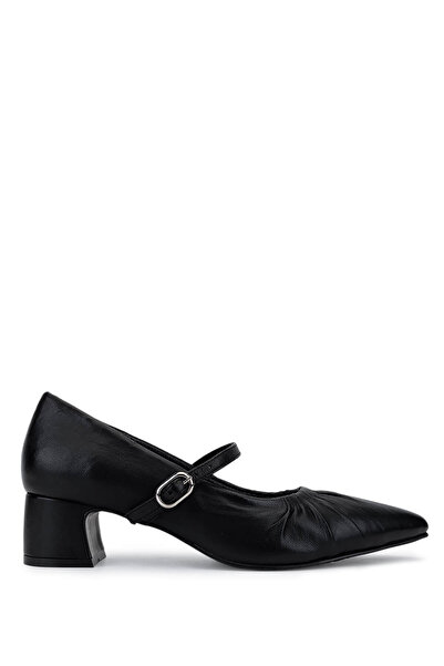Tamer Tanca Women's Black Leather Genuine Leather Heeled Shoes