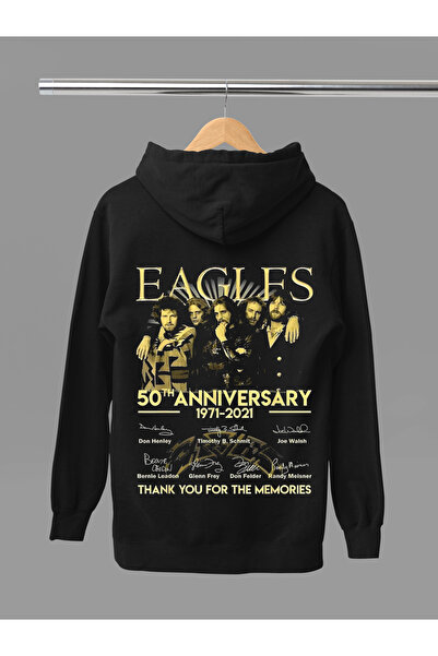 MAGORS SWEATSHIRT ROCK CU GLUGĂ, CU MÂNER LUNG, IMPRIMAT EAGLES, BUMBAC, cu căptușeală din fleece fire