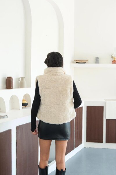 My Loore geacă cu puf cu două fețe Bej vestă MLB078