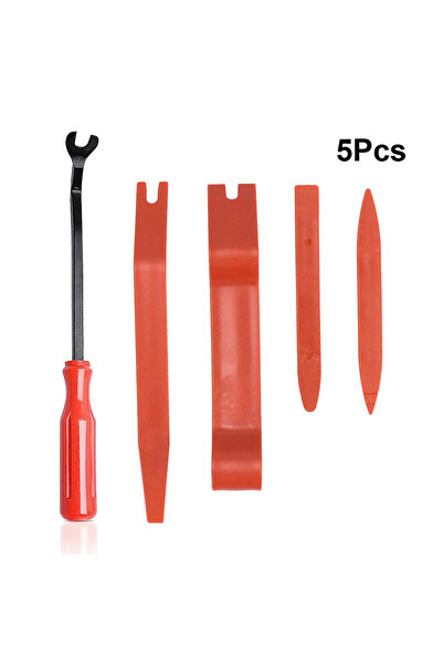 Choice3 5 قطع من مشابك تثبيت لوحة السيارة الحمراء، أدوات إزالة لوحة زخرفة الس...