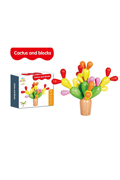 TSUMAB Babylove Cactus and Blocks – Wooden Balancing Toy for Kids