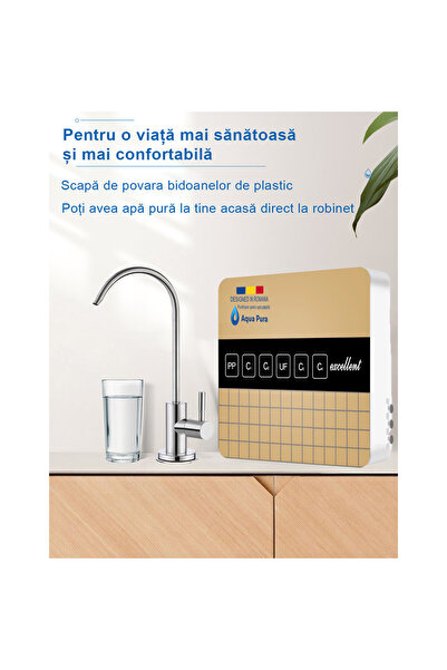 QuTek Filtru de apa Aqua Pura, 7 stagii de ultrafiltrare, 0.01 microni, robinet si accesorii incluse