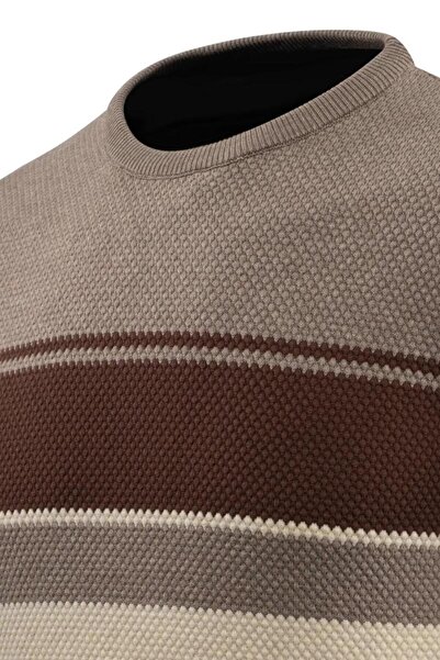 Çizgi Triko Ανδρικό πουλόβερ με λαιμόκοψη με κλασική εφαρμογή 5244C BGL-ST04861