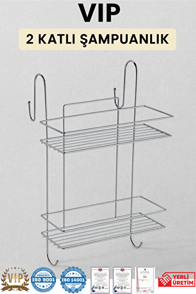 Vip Home Concept Market Ürünleri 2 Tier Hanging Shower Shelf Soap Holder Shampoo Holder Showercabin Hanger Vip