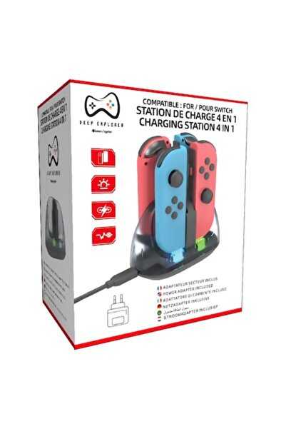 DeepB Deep Explorer 4-in-1 Charging Station for Nintendo Switch, Fast Charging, Compact Design, Black