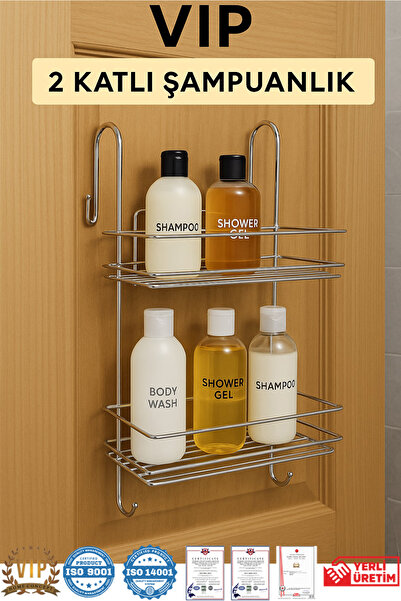 Vip Home Concept Market Ürünleri 2 Tier Hanging Shower Shelf Soap Holder Shampoo Holder Showercabin Hanger Vip