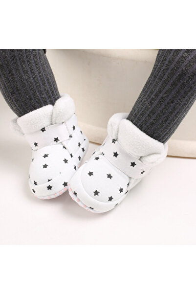 BebeNou White Baby Booties with Black Stars MBC-655-1-p30(SA3)
