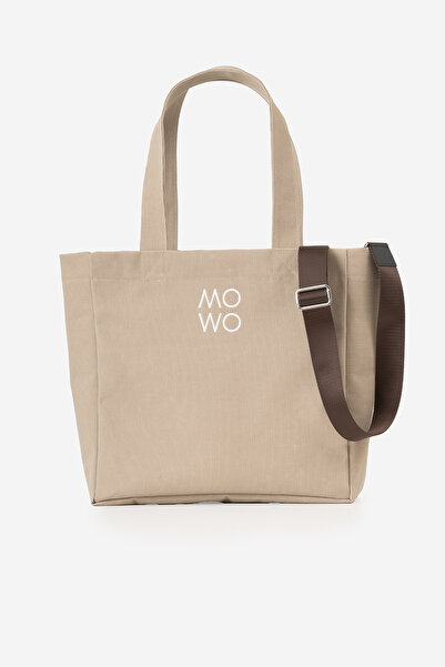 MOWO Mumlu Canvas Midi Tote Bag Kadın Çantası CREAM