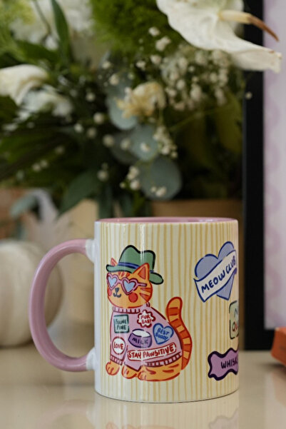 Hello Melody Design Cup with the Inscription'Cat Patch' – Original Design Digital Printing Porcelain Mug for Cat Lovers 9.5X8 cm