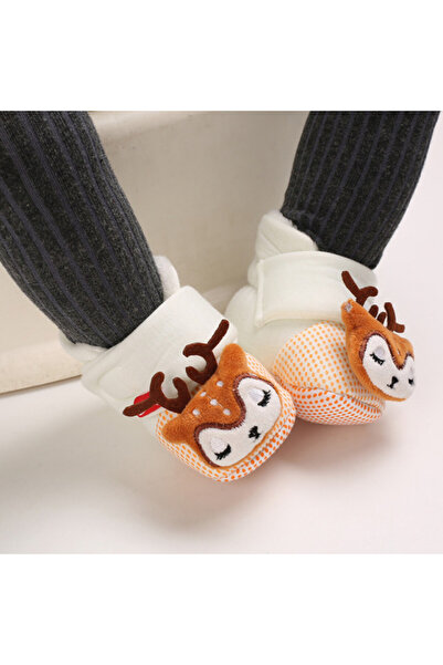 BebeNou White Booties - Reindeer MBB262-1-c5.3-6 Months (Size 18)