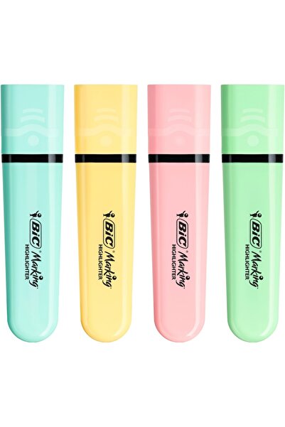 Bic Flat Highlighters, Assorted Pastel, Pack of 4