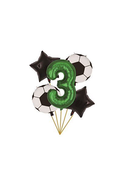 Mirific Party Set de 5 baloane - alb, negru, verde, numărul 3, fotbal, PPTZ 5...