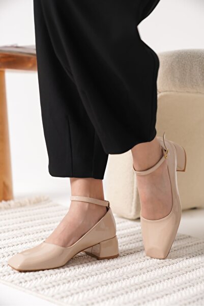 TRENDELLA Arilla Beige Patent Leather Women's Heeled Shoes