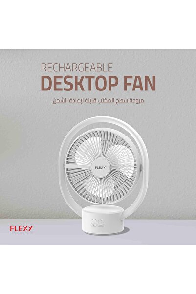 Flexi ® Rechargeable Desktop Fan — Powerful Cooling, Adjustable Angle & Bright LED (White)