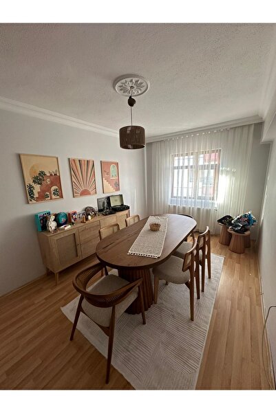 NORTE Bohem Masa Takımı Gazel Ceviz Ahşap Masa Takımı 6 Kişilik Masa Sandalye...