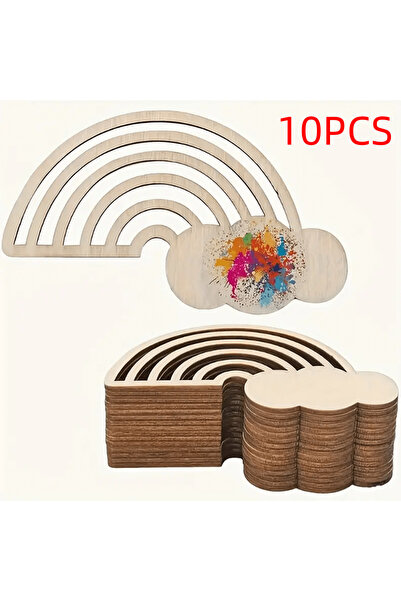 Choice1 2MM 10pcs 10/20/40pcs Wooden Rainbow and Cloud Shape Crafts for DIY P...