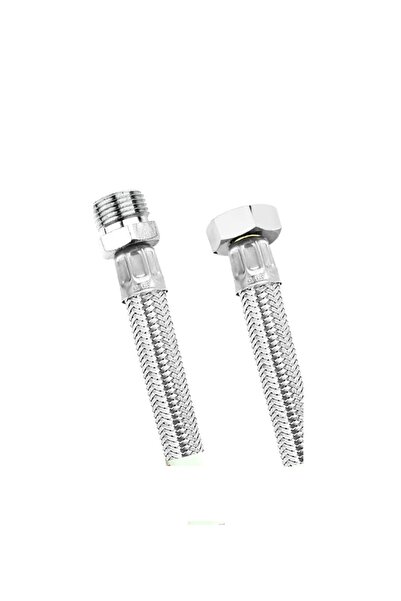 AKDEMİR OFİS Paslanmaz Çelik Kalın Flex Hortum Termosifon Bağlantı Hortumu 1/2 (Erkek) × 1/2 (Dişi) 30 CM