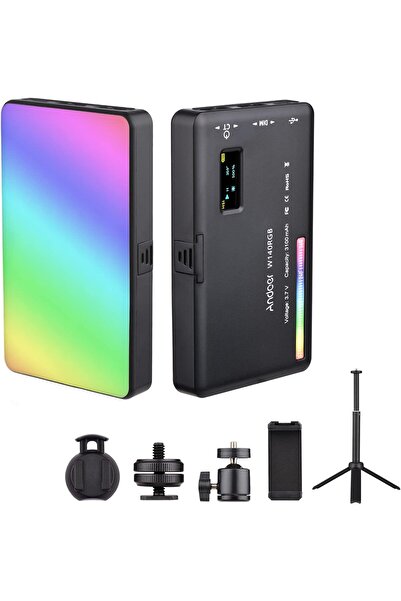 EACAM طقم إضاءة فيديو LED RGB W140، CRI95+، 2500–9000 كلفن، 20 تأثيرًا، حامل ...