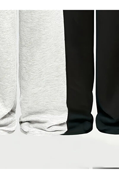 MİTO SPORT Seasonal 2-Piece Sweatpants (Black + Gray) Loose Fit Baggy Plus Size with Pockets Adjustable