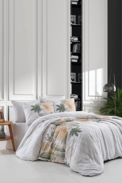 argehome Set de lenjerie de pat cu cearșaf elastic Alena Green Double Ranforce