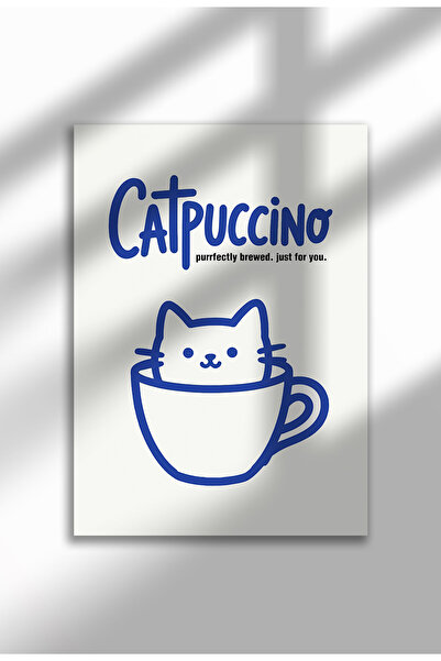 21mxm Imprimeu pe pânză cu pisică – Operă digitală pe pânză neînrămată - Catpuccino