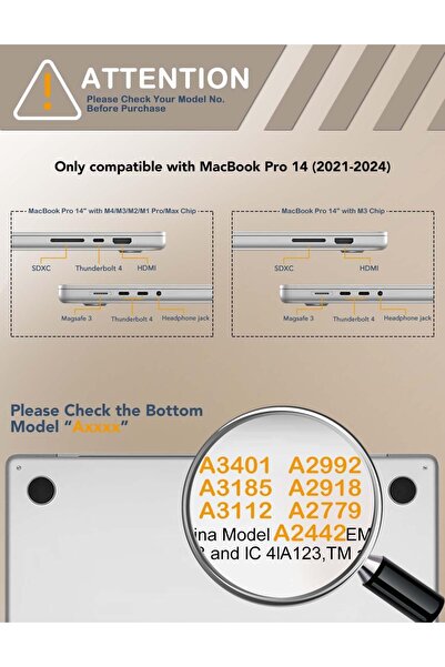 PHOCAR Transparent Hard Case for MacBook Pro 14.2-inch (with Keyboard Cover & Screen Protector)