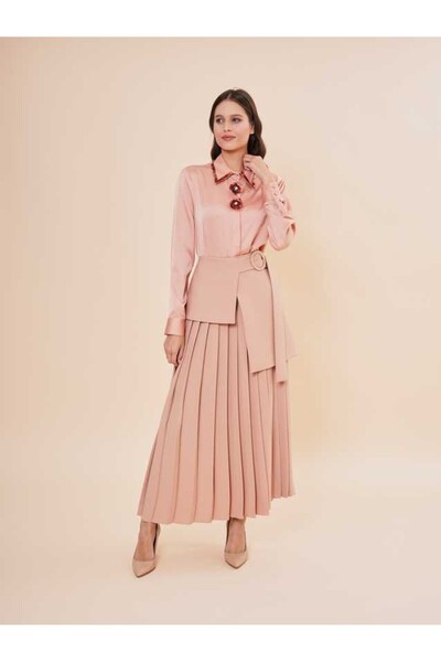 SERPİL Pileli Kuşak Detaylı Uzun Etek 39385
