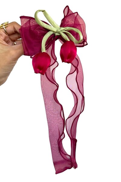 TAKIŞTIR Burgundy Color Tulip Figured Automatic Buckle