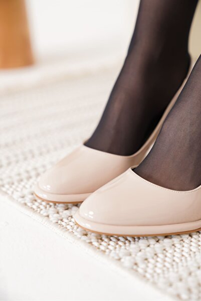 TRENDELLA Pensy Beige Patent Leather Women's Heeled Shoes