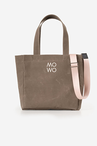 MOWO Mumlu Canvas Midi Tote Bag Kadın Çantası COFFEE