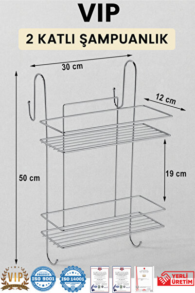 Vip Home Concept Market Ürünleri 2 Tier Hanging Shower Shelf Soap Holder Shampoo Holder Showercabin Hanger Vip