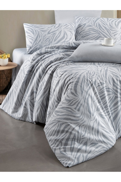 argehome Zebra Pembe Çift Kişilik Ranforce Lastikli Çarşaflı Nevresim Takımı