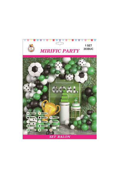 Mirific Party Ghirlandă decorativă albă, verde, neagră, fotbal, 203 buc