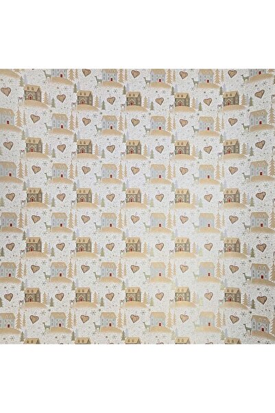 REX Kraft paper for gift wrapping, Santa's house with reindeer and hearts, 200x70 cm