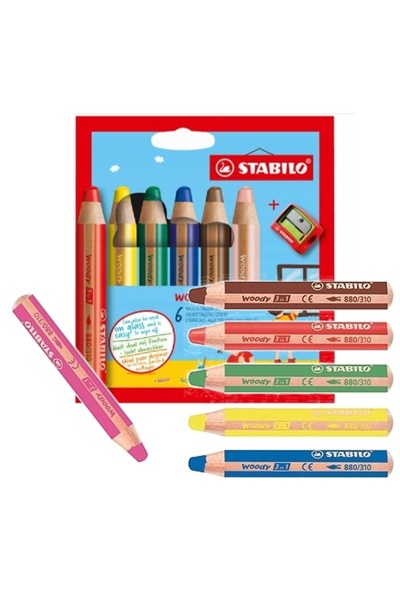 Other Stabilo Woody 3in1 Pencils 6 Pieces + Sharpener 8806-2