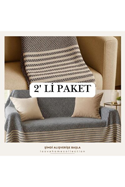 Loova Koltuk Örtüsü Elmas Desen 2'li Paket Takım Set % 100 Pamuklu Concept