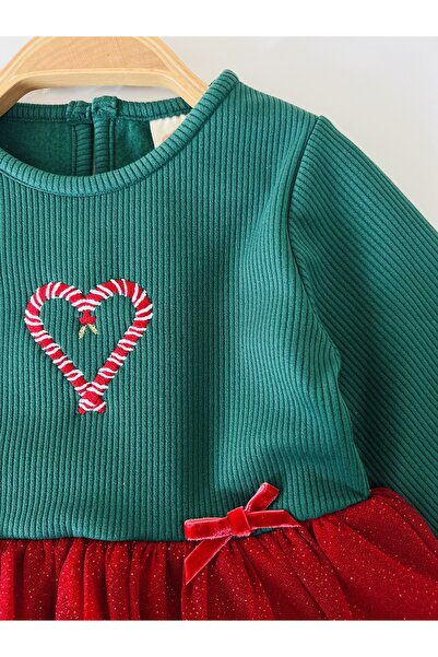 COLORED BABY Girl's Lined Tulle Skirt Christmas New Year Themed Dress and Crown Set