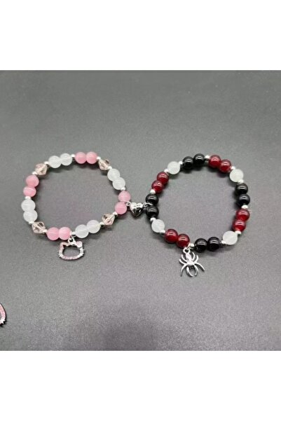 Choice J0011-E 2 pcs of Spider Pendant Herat Shape Magnet Bead Elastic Couple...