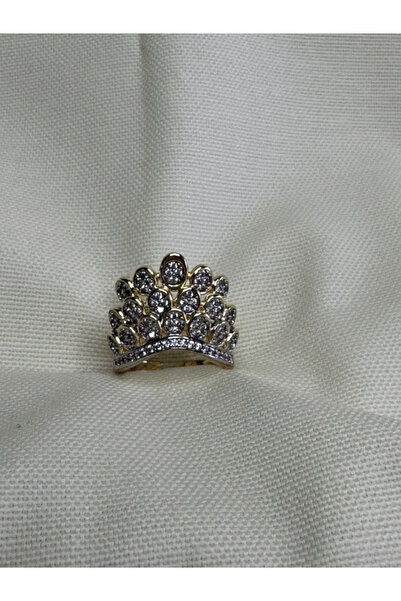 bijux by mrv خاتم تاج مزدوج اللون من سلسلة خاصة مرصع بالأحجار
